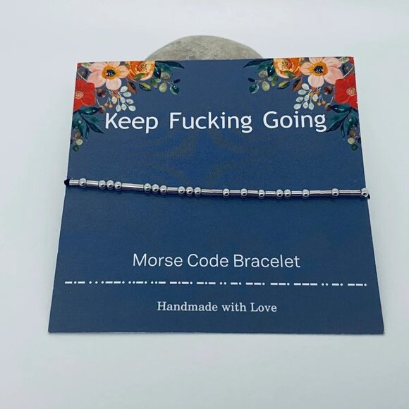 ($8) Keep F*cking Going Morse Code Bracelet - Picture 1 of 2